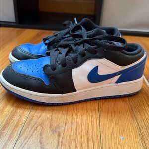 Jordan 1 Black and Royal Blue Low Tops